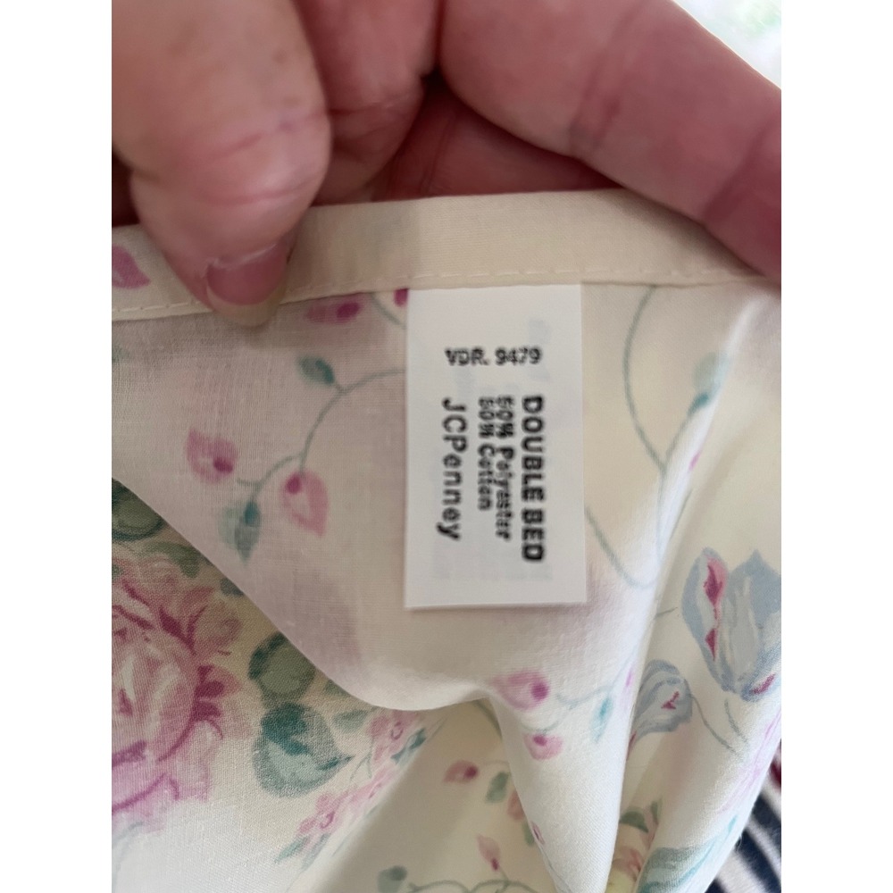 Vintage Full (double) Sheet Set, JcPenneys, Brand New cream with pink floral - Picture 6 of 7